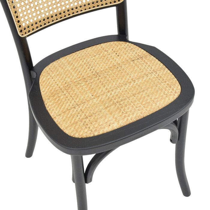 Καρέκλα στοιβαζόμενη Zozele  φυσικό rattan pe-μαύρο toon wood 45x51x88εκ