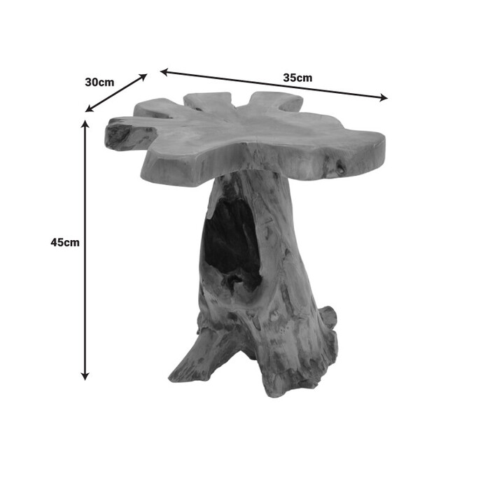 Βοηθητικό τραπέζι Mushile  teak ξύλο σε φυσική απόχρωση 30x35x45εκ