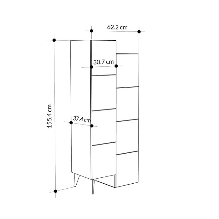 Ντουλάπι-στήλη Romane  μόκα 62.2x37.4x155.4εκ