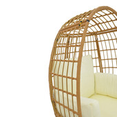 Πολυθρόνα Frox  wicker rattan φυσικό-μεταλλικό φυσικό-μαύρο πόδι-μπεζ μαξιλάρι 96x76x145εκ