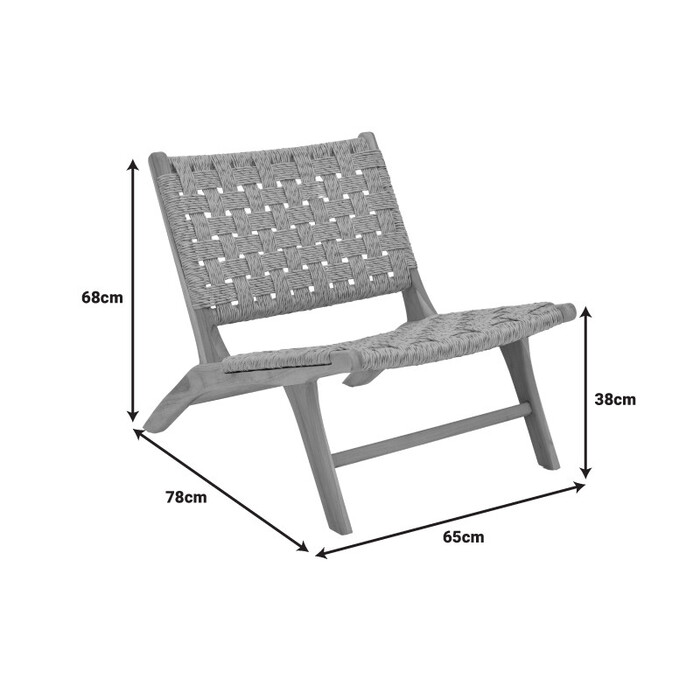 Πολυθρόνα Foldere  φυσικό teak ξύλο-pe σχοινί 65x78x68εκ