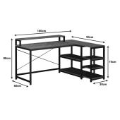 Γραφείο γωνιακό αναστρέψιμο Tebul  MDF-metal σε oak απόχρωση 100x60x88εκ