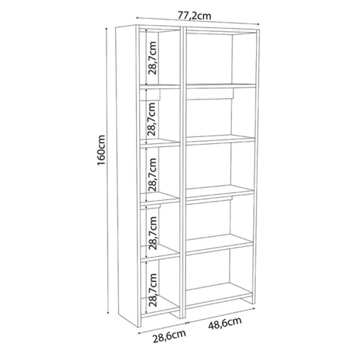 Βιβλιοθήκη Alkathi  σε ανθρακί απόχρωση 77x22x160εκ