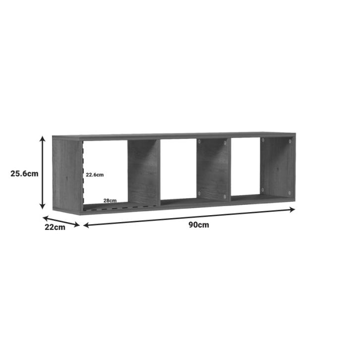 Ραφιέρα τοίχου Mikoro  σε λευκή απόχρωση 90x22x25.6εκ