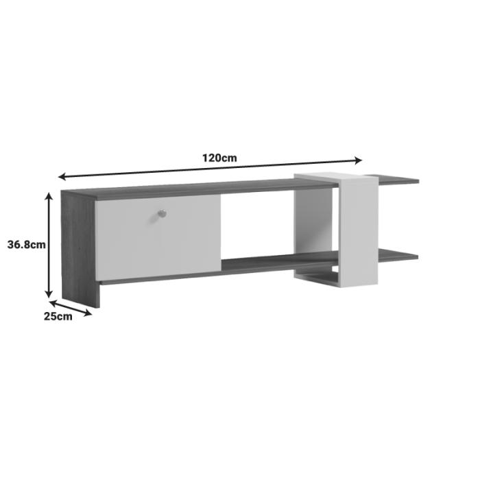 Έπιπλο τηλεόρασης Standi  σε sonoma-γκρι cement απόχρωση 120x25x36.8εκ