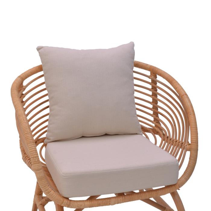 Πολυθρόνα Caxen  φυσικό rattan-λευκό μαξιλάρι 72x63x75εκ