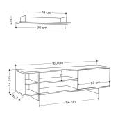 Σύνθετο σαλονιού Saloon  σε ανθρακί-oak απόχρωση 160x35.5x44εκ