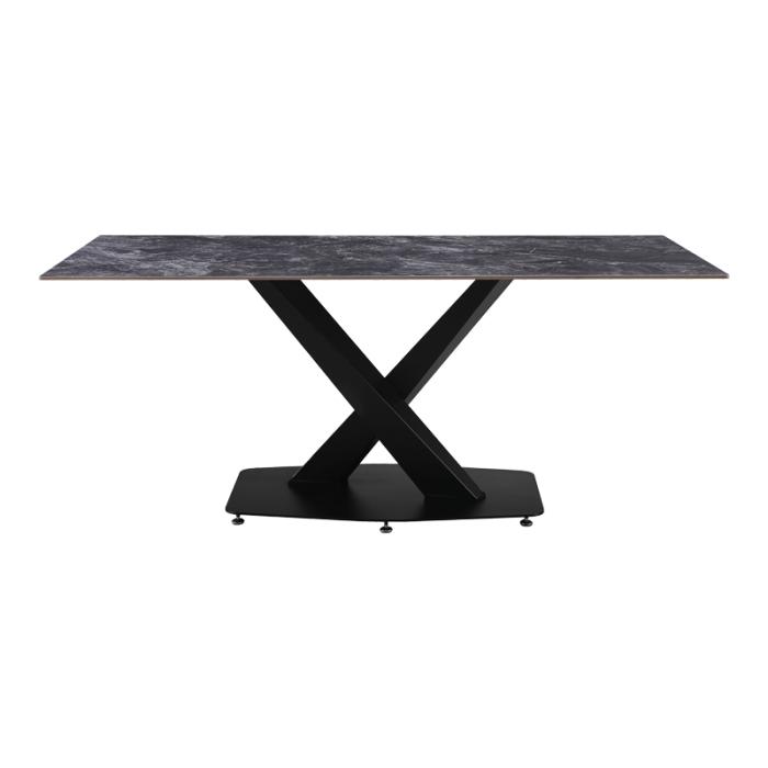 Τραπέζι Tafel  Sintered stone μαύρο με μεταλλικά πόδια σε μαύρη απόχρωση 180x90x76εκ