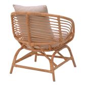 Πολυθρόνα Caxen  φυσικό rattan-λευκό μαξιλάρι 72x63x75εκ