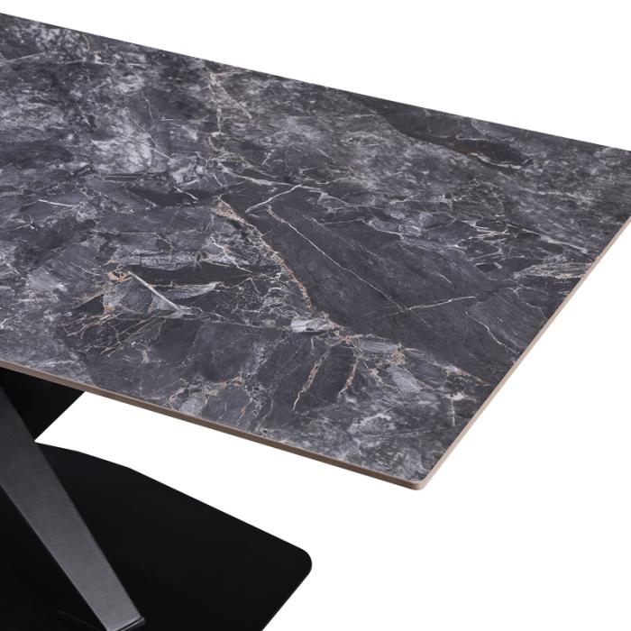 Τραπέζι Tafel  Sintered stone μαύρο με μεταλλικά πόδια σε μαύρη απόχρωση 180x90x76εκ