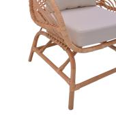 Πολυθρόνα Caxen  φυσικό rattan-λευκό μαξιλάρι 72x63x75εκ