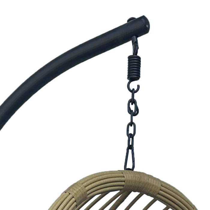 Κούνια φωλιά με βάση Cungo  μέταλλο μαύρο- pe rattan μπεζ με μαύρο μαξιλάρι 125x105x195εκ