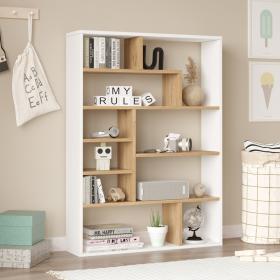 Βιβλιοθήκη Decora  σε φυσικό-λευκό απόχρωση 90x22x123.6εκ