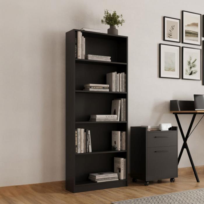 Βιβλιοθήκη Max σε ανθρακί απόχρωση 58x23x170εκ