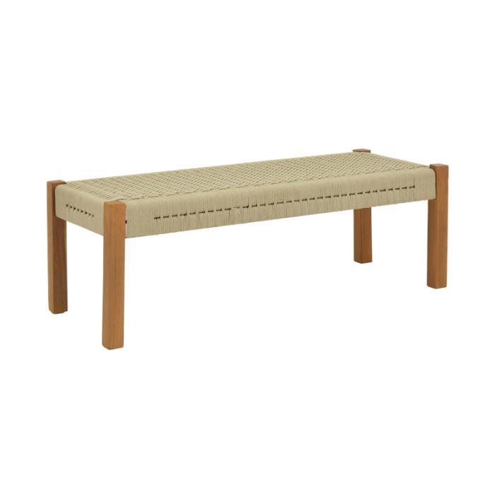 Παγκάκι Uma teak ξύλο και pe σχοινί σε φυσική απόχρωση 150x45x40εκ