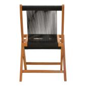 Καρέκλα Banou  πτυσσόμενη teak ξύλο και pe σχοινί σε μαύρη απόχρωση 52.5x56x89εκ