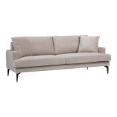 Καναπές 2θέσιος Fortune  βελούδο μπεζ-μαύρο 175x90x88εκ