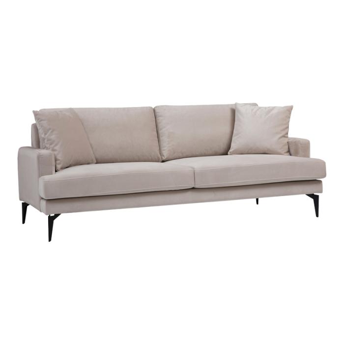 Καναπές 2θέσιος Fortune βελούδο μπεζ-μαύρο 175x90x88εκ