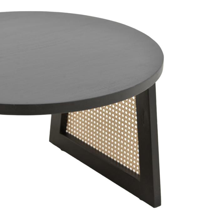 Τραπέζι Tamarind  ξύλο mango-φυσικό rattan σε μαύρη απόχρωση Φ65x40εκ