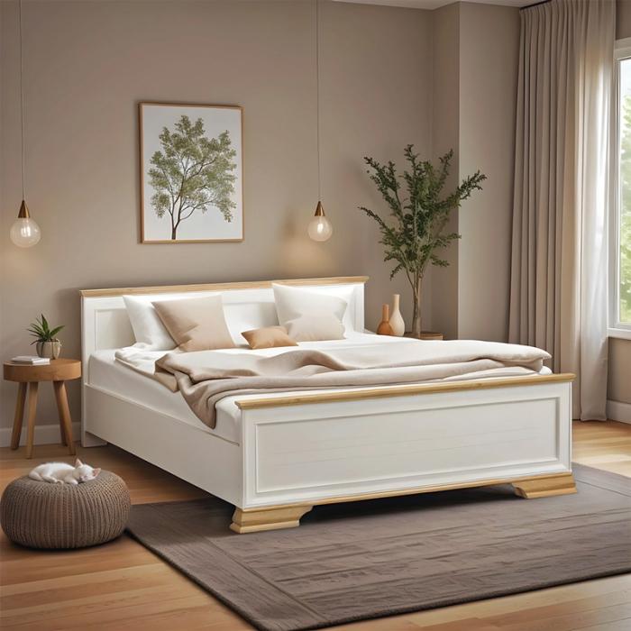 Κρεβάτι Jaden golden oak-λευκό antique 160x200εκ