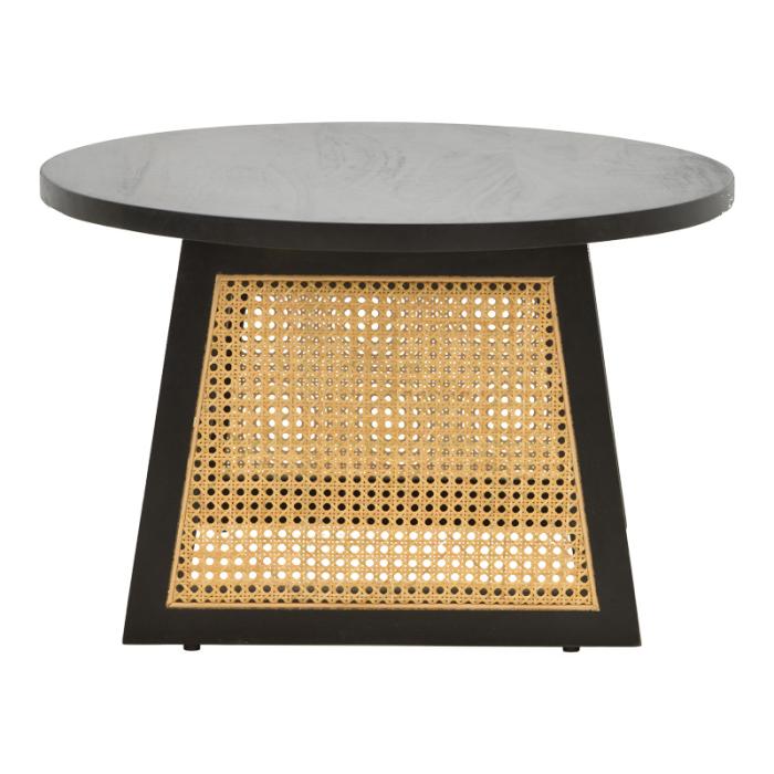 Τραπέζι Tamarind  ξύλο mango-φυσικό rattan σε μαύρη απόχρωση Φ65x40εκ