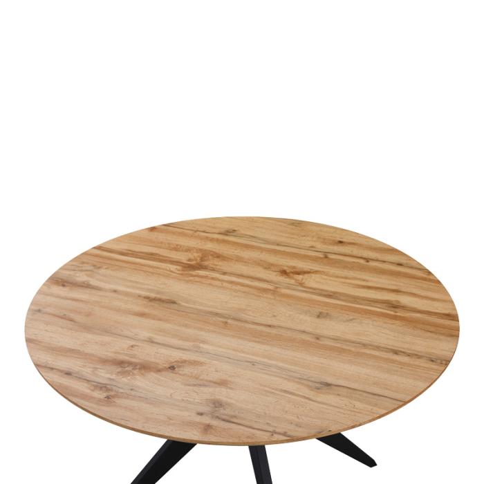 Τραπέζι Toda  mdf σε sonoma απόχρωση με μαύρα μεταλλικά πόδια Φ120x75εκ