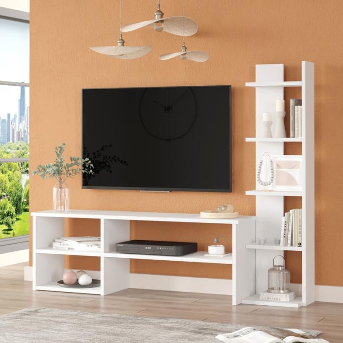 Σύνθετο σαλονιού Perla σε λευκή απόχρωση 120x29.5x41,8εκ