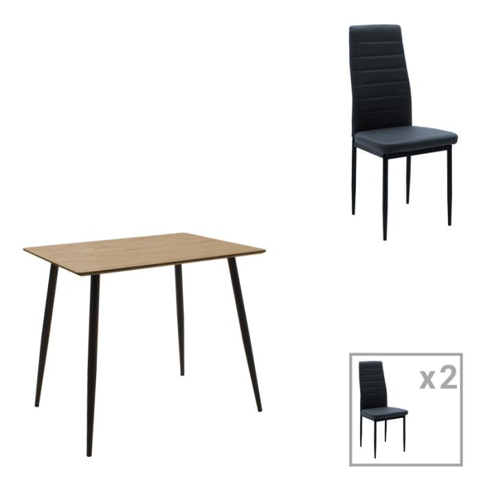 Τραπεζαρία Cuba-Parker σετ 3τεμ mdf σε sonoma-μαύρη απόχρωση 70x70x75cm
