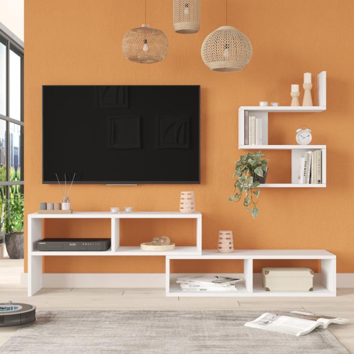 Σύνθετο σαλονιού Kakomo σε λευκή απόχρωση 170x29.5x43εκ