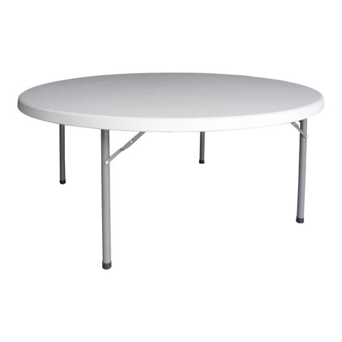 Τραπέζι βαλίτσα catering Comfort πτυσσόμενο στρόγγυλο σε λευκή απόχρωση Φ180x74εκ