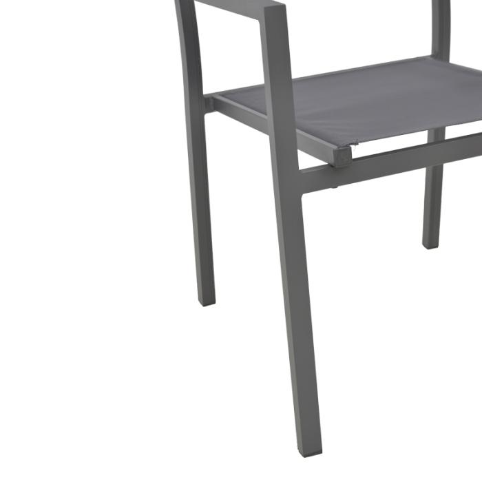 Πολυθρόνα Moly   ανθρακί αλουμίνιο-textilene 61x56.5x87.5εκ