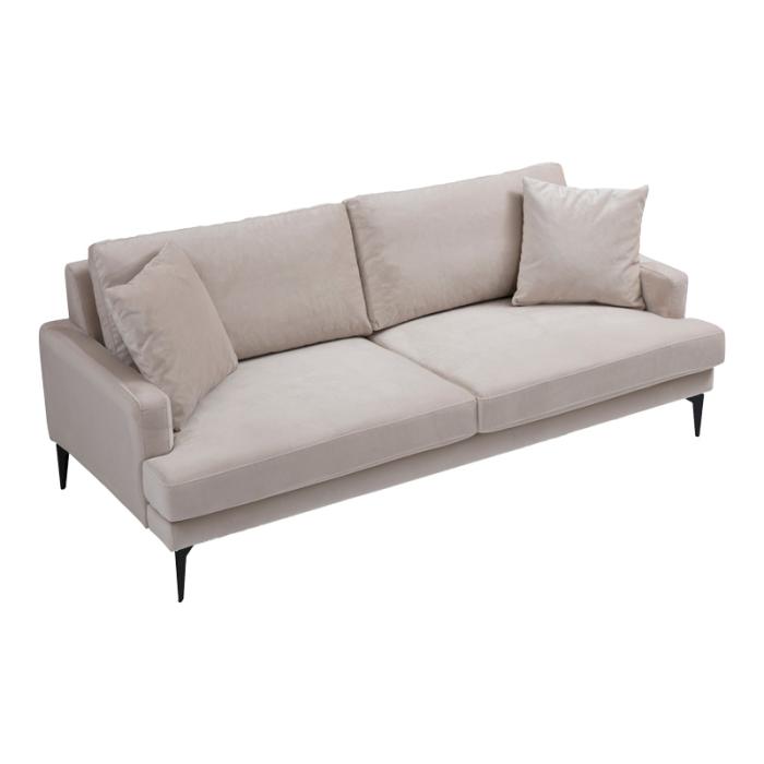 Καναπές 2θέσιος Fortune  βελούδο μπεζ-μαύρο 175x90x88εκ