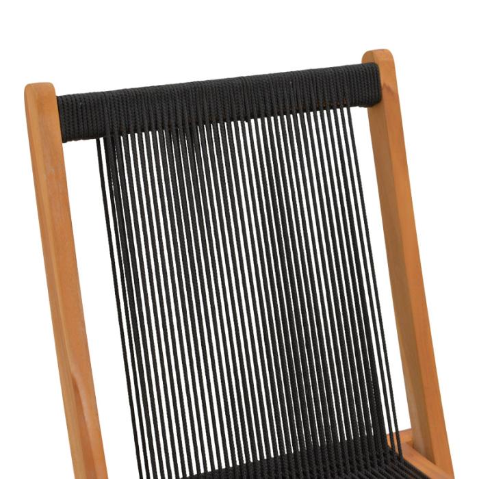 Καρέκλα Banou  πτυσσόμενη teak ξύλο και pe σχοινί σε μαύρη απόχρωση 52.5x56x89εκ