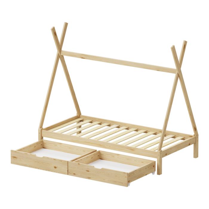 Παιδικό κρεβάτι Lalitto τ.Montessori με 2 συρτάρια τ.Montessori ξύλο πεύκου σε φυσική απόχρωση 90x190εκ