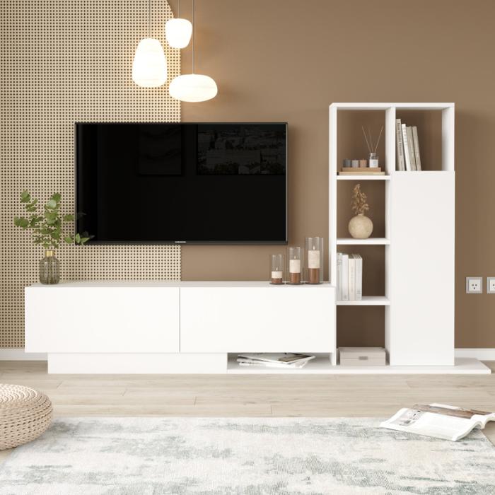 Σύνθετο σαλονιού Damon σε λευκή απόχρωση 140x29.5x39.5εκ