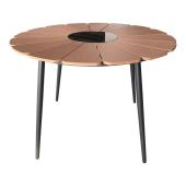 Τραπέζι Pinap  μαύρο αλουμίνιο και plywood σε φυσική απόχρωση Φ110x74εκ