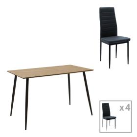 Τραπεζαρία Cuba-Parker  σετ 5τεμ mdf σε sonoma-μαύρη απόχρωση 120x70x76cm