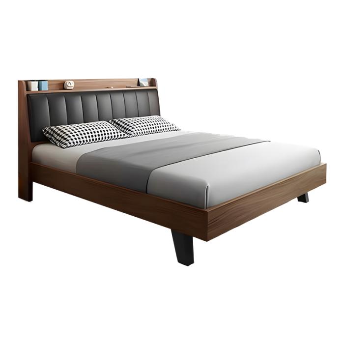 Κρεβάτι Frankly mdf-pu σε καρυδί-μαύρο απόχρωση 150x200εκ