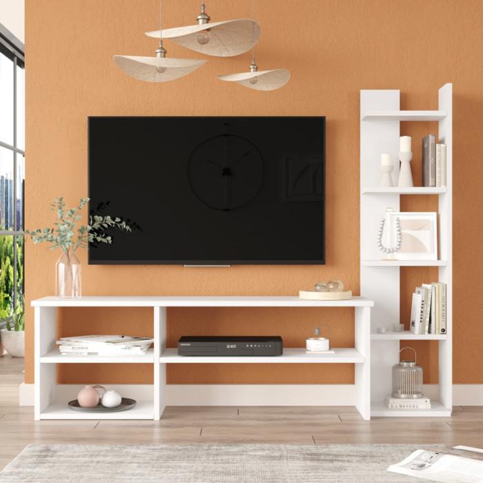 Σύνθετο σαλονιού Perla σε λευκή απόχρωση 120x29.5x41,8εκ