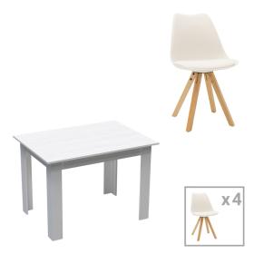 Τραπεζαρία Manka-Caron  σετ 5τεμ σε λευκή απόχρωση 110x80x77εκ
