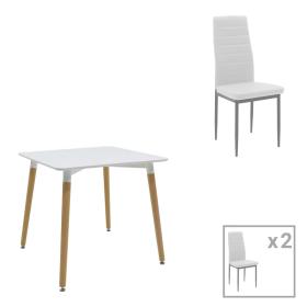 Τραπεζαρία Natali-Parker  σετ 3τεμ MDF λευκό-πόδια φυσικό 80x80x76εκ