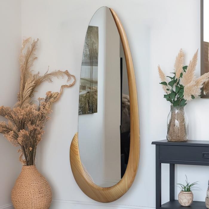 Καθρέπτης οβάλ Marly mdf σε φυσική απόχρωση 50.5x4x127εκ