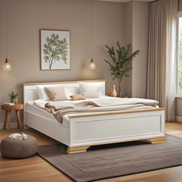 Κρεβάτι Jaden golden oak-λευκό antique 160x200εκ