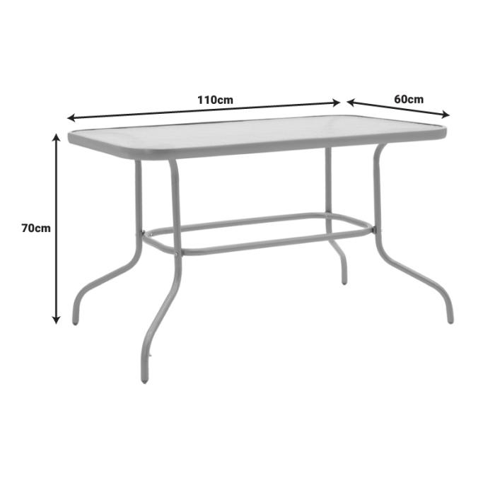 Τραπέζι Valor μέταλλο σαμπανιζέ-γυαλί 110x60x70εκ