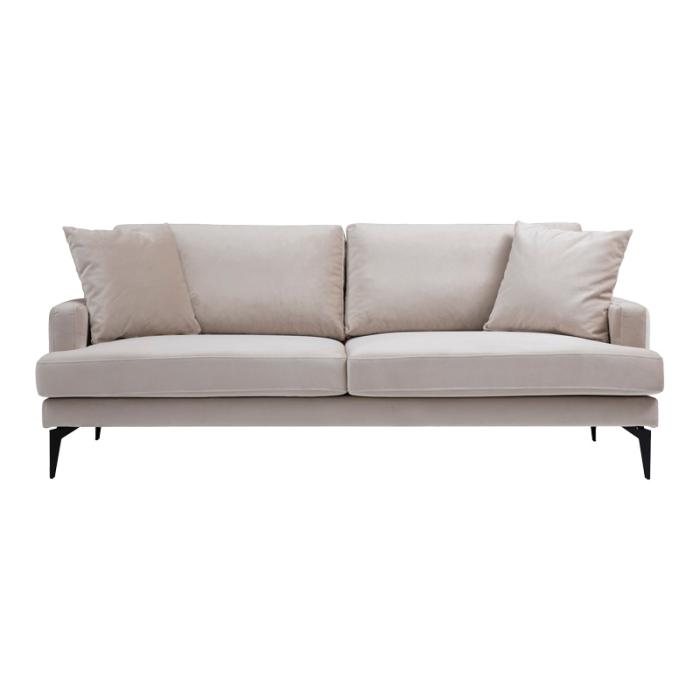 Καναπές 2θέσιος Fortune  βελούδο μπεζ-μαύρο 175x90x88εκ