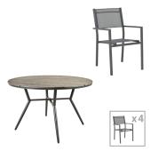 Τραπεζαρία Appa-Moly σετ 5τεμ  αλουμίνιο και plywood σε ανθρακί απόχρωση Φ120x74εκ