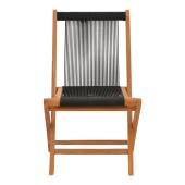 Καρέκλα Banou  πτυσσόμενη teak ξύλο και pe σχοινί σε μαύρη απόχρωση 52.5x56x89εκ