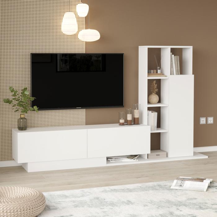 Σύνθετο σαλονιού Damon σε λευκή απόχρωση 140x29.5x39.5εκ