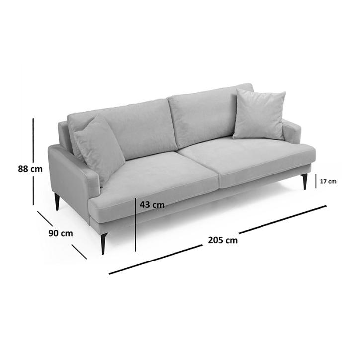 Καναπές 2θέσιος Fortune  βελούδο μπεζ-μαύρο 175x90x88εκ