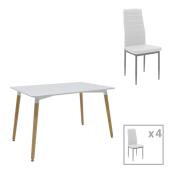 Τραπεζαρία Natali-Parker  σετ 5τεμ MDF λευκό-πόδια φυσικό 120x80x76εκ